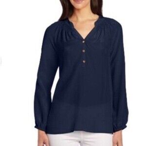 Lilly Pulitzer Size XS Elsa Silk Blouse Top Black Gold Beading